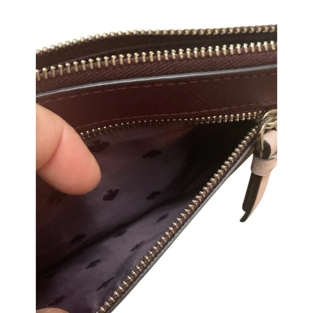 Kate Spade New York Staci Wristlet‎ Burgundy 2 tone Zip Pouch Clutch Wallet